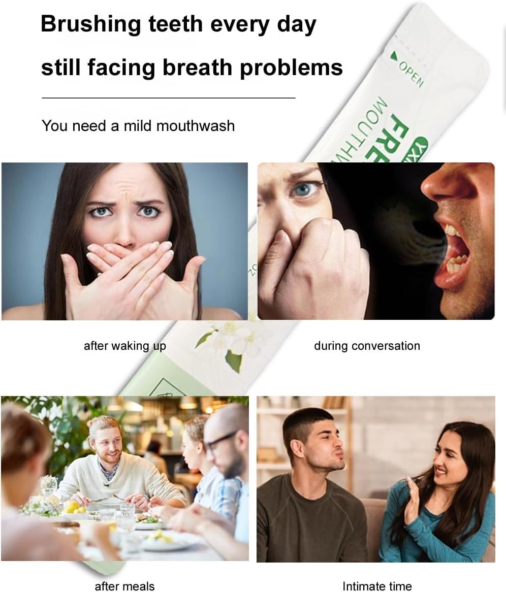 YXMGC Travel Size Mouthwash Packets – Portable, Fresh Breath Anytime, Eliminates Bad Breath, Sugar-Free, Alcohol-Free, 20 Pack ×12 ml