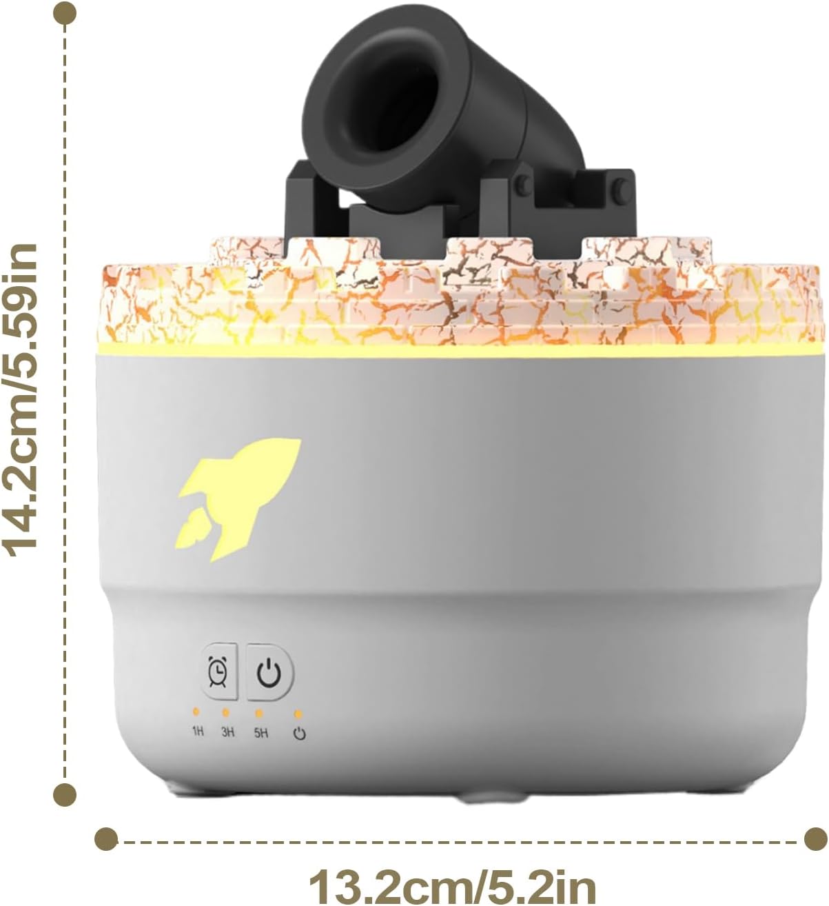 Home Air Diffuser, Turret Fire Mist Humidifiers, Homes Humidifier Diffuser, Flame Airs Diffusers with 7 Color Volcano Light, Timer and Auto-Off Protection for Bedroom Relaxation