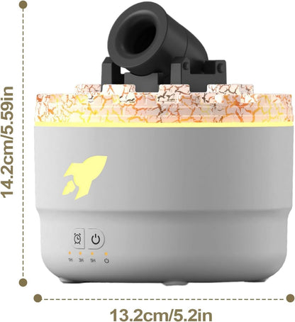 Home Air Diffuser, Turret Fire Mist Humidifiers, Homes Humidifier Diffuser, Flame Airs Diffusers with 7 Color Volcano Light, Timer and Auto-Off Protection for Bedroom Relaxation