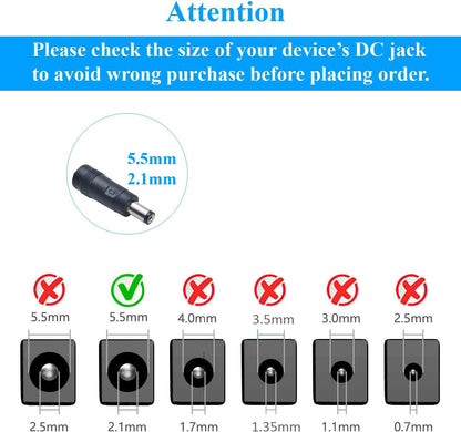Security-01 2 Pack AC to DC 12V 0.5A 5.5mm Plug 2.1mm Adapter for CCTV LED Camera