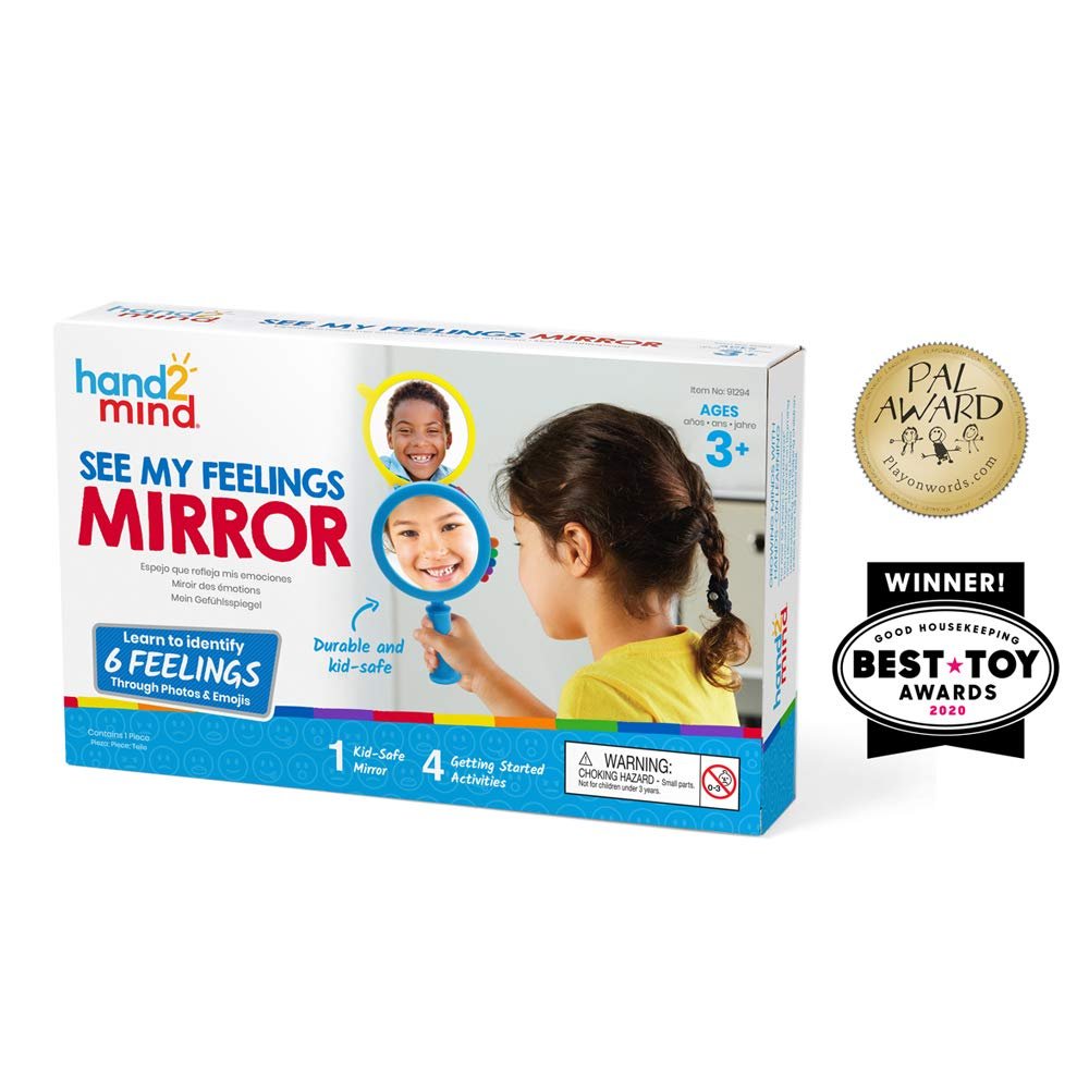 hand2mind See My Feelings Mirror, Social Emotional Learning Mirror, Sensory Toys for Toddler Learning, Anxiety Relief for Kids, Mindfulness for Kids, Kindergarten Homeschool Supplies (Pack of 1)