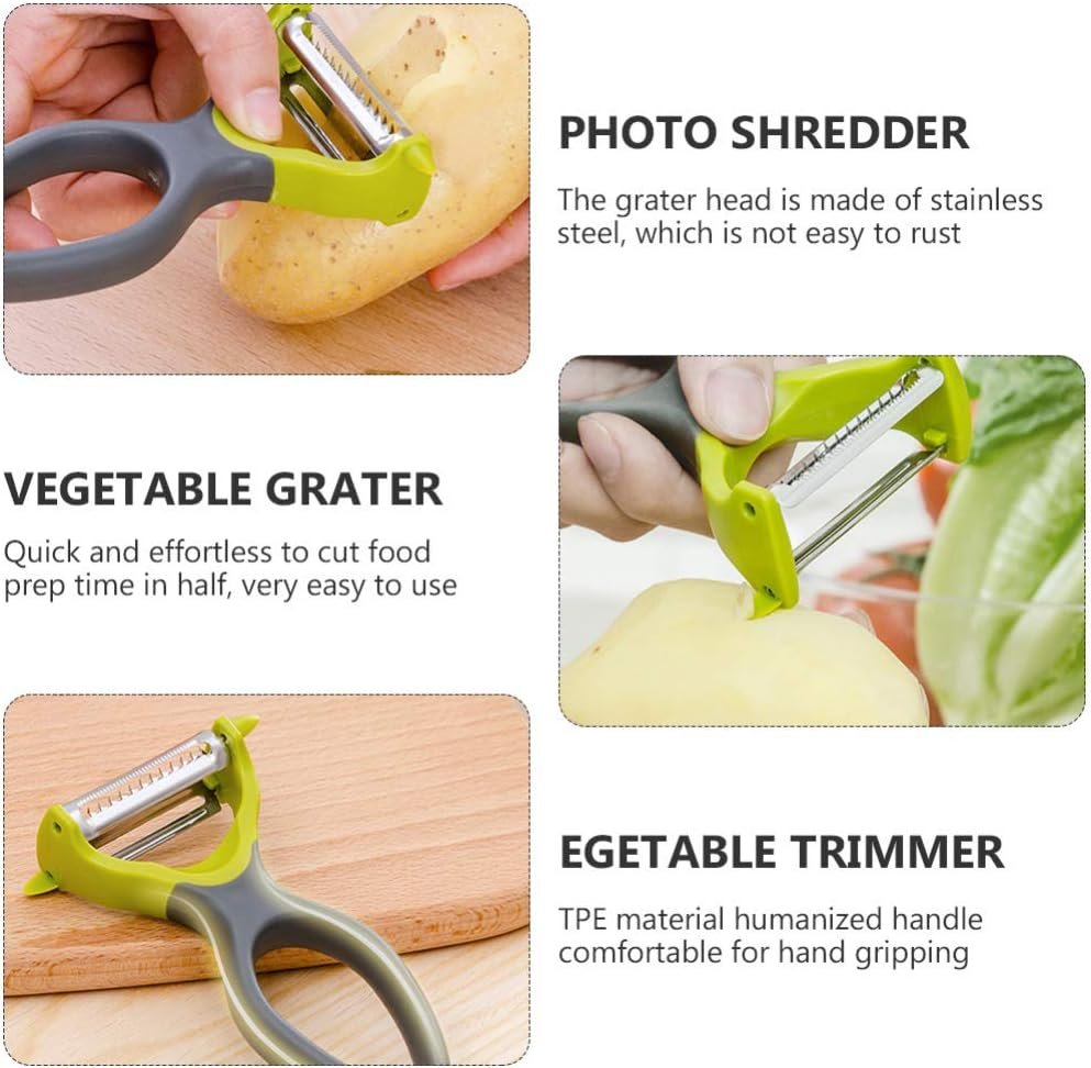 Cabilock Stainless Steel Peeler Multipurpose Grater Shredder for Vegetable Slicing TPE Handle for Comfortable Food Prep Tool