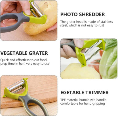 Cabilock Stainless Steel Peeler Multipurpose Grater Shredder for Vegetable Slicing TPE Handle for Comfortable Food Prep Tool
