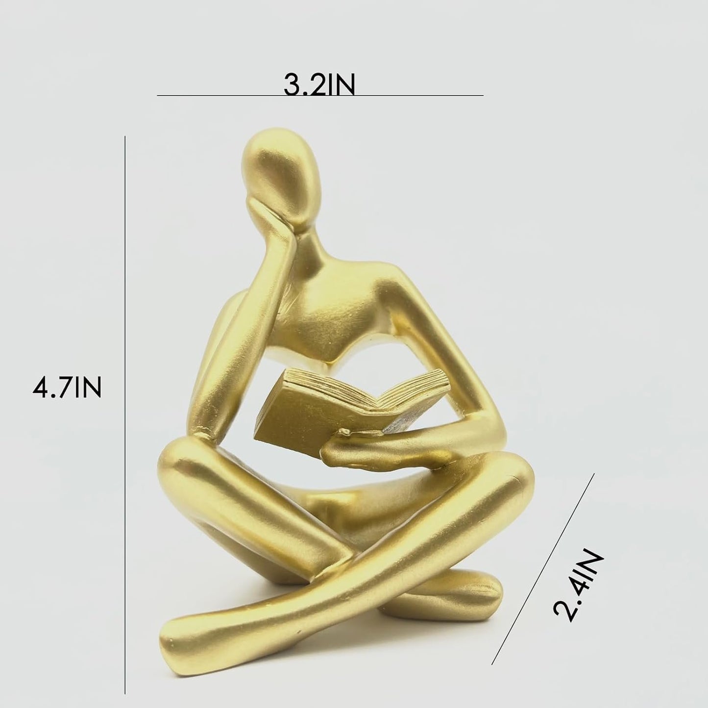 SIETIOJI Home Decor Gold Reading Thinker Statue Modern Figurines Abstract Aesthetic Sculpture Thinker Resin Statue Set for Home Decoration Living Room Office Bookshelf Shelf Table
