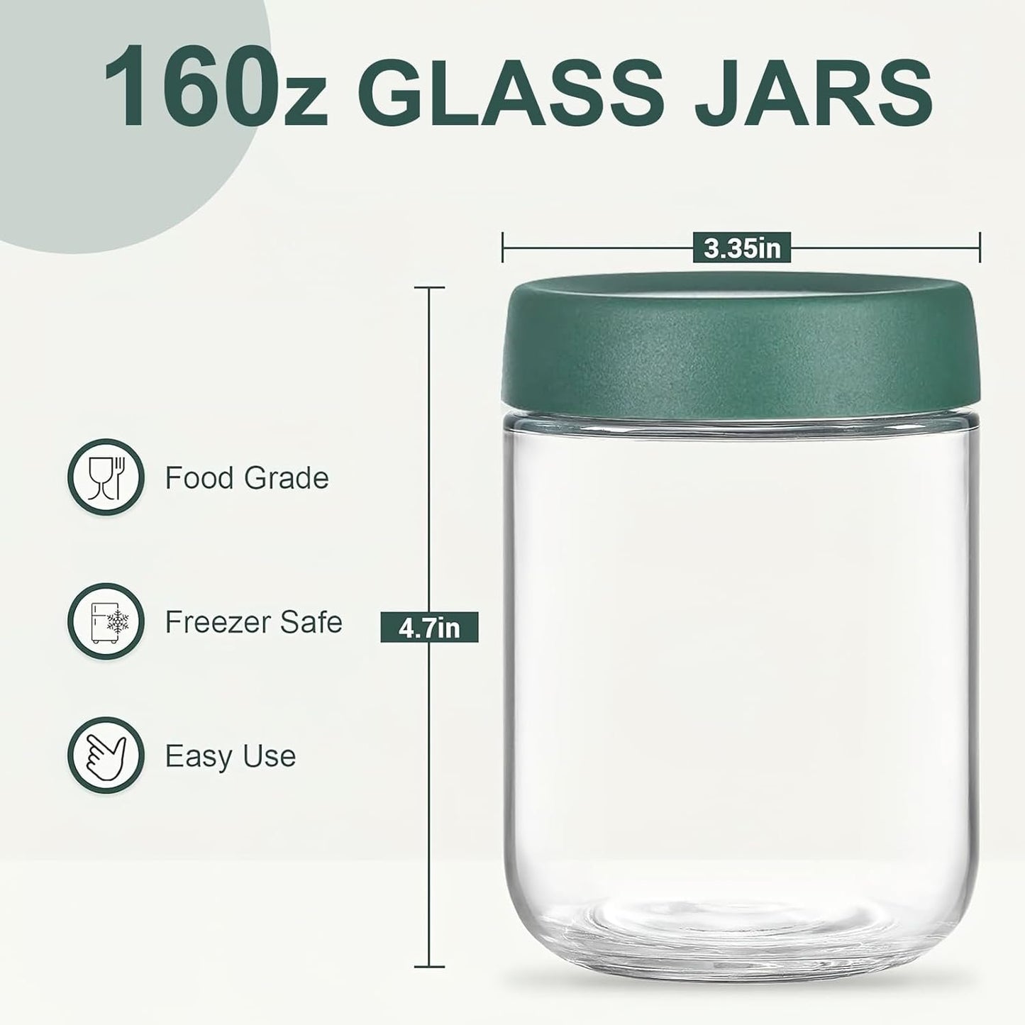 6 Pack Overnight Oats Containers with Lids, Glass Jars with Airtight Lids,Wide Mouth Mason Jars 500ml, Food Glass Storage Containers for Leftover, Snacks Yogurt Spice Suga (6)