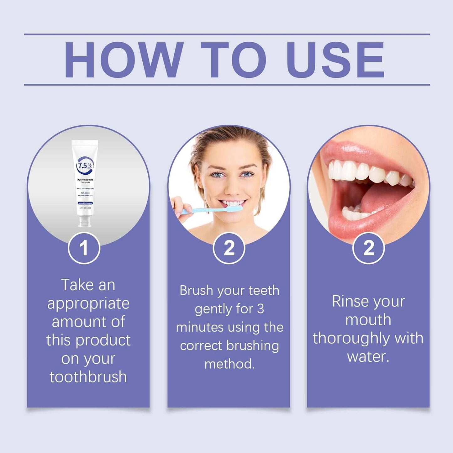 7.5% Hydroxiapatite Toothpaste, Hydroxyapatite Enamel Care Toothpastes, Deep Cleaning Oral Care Toothpaste, Enamel Protection & Whitening for Sensitive Teeth (3)