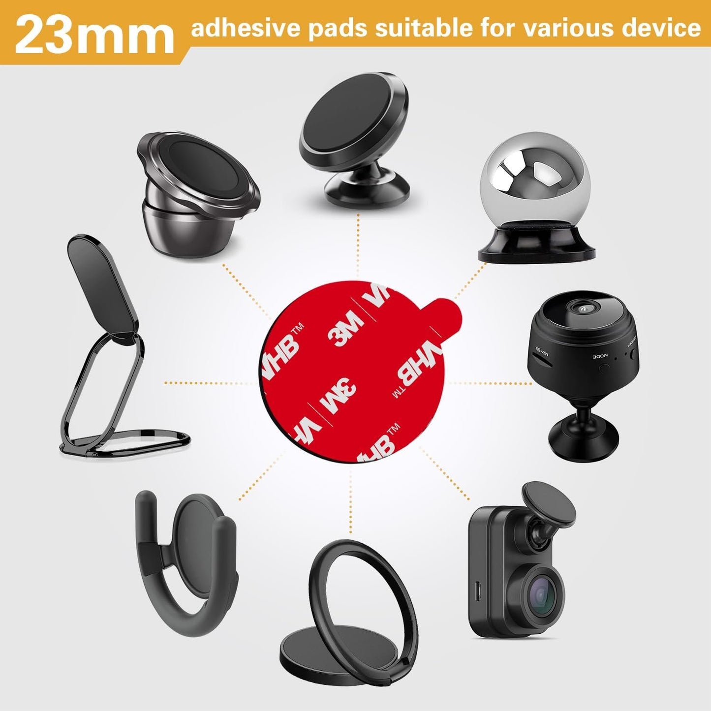 3M VHB Sticky Adhesive Replacement, 4pcs 3.15" Circle Double Sided Pads Gule for Dashboard/Windshield Suction Cup Phone Holder, 4pcs 23mm Round Sticker Tape for Car Magnetic Mount & Ring Holder Base