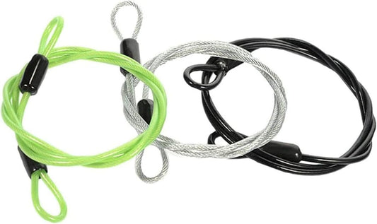 JZUNHN 2m 2.5mm Outdoor Travel Security Cable Lock,Braided Steel Coated Safety Cable Luggage Lock,Safety Cable Wire Rope Double Loop Lightweight (3Pack Black, Green,Silver)