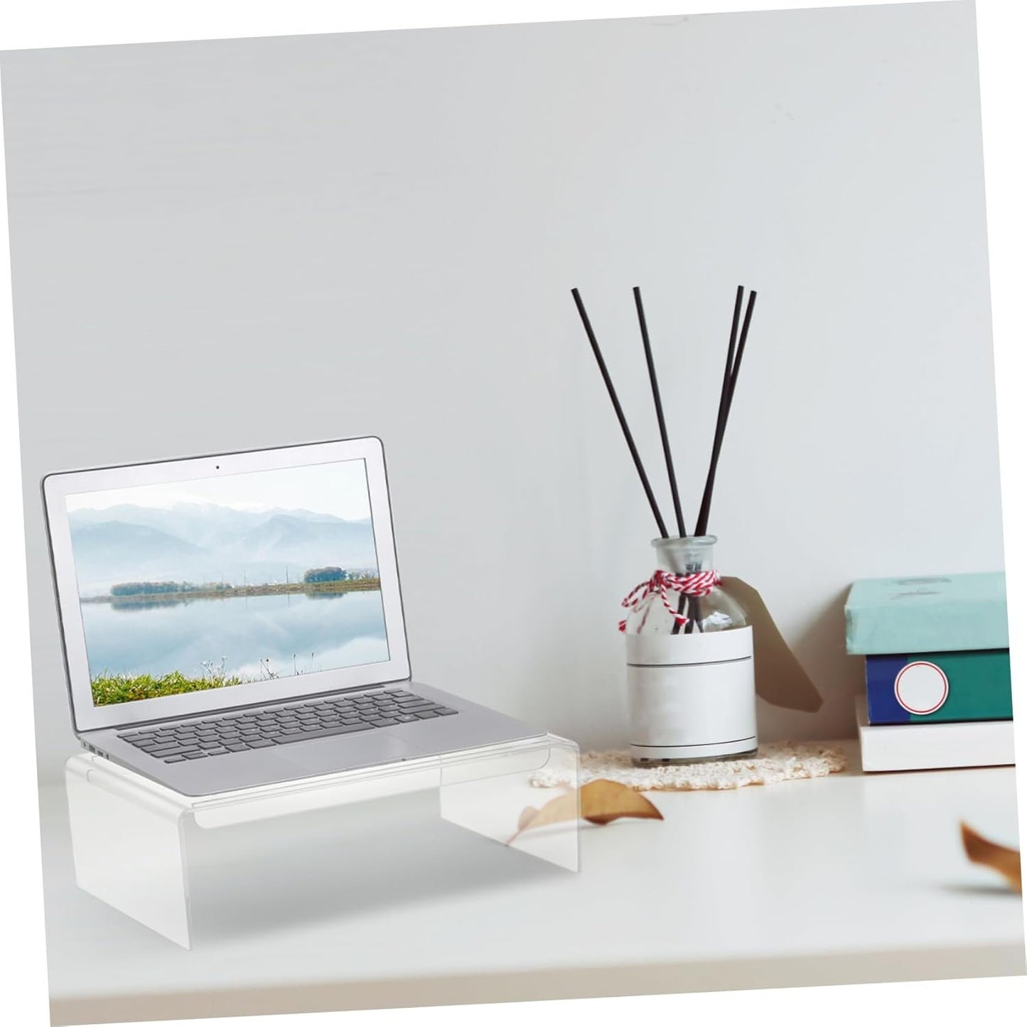 jojofuny Clear Acrylic Monitor Stand Riser for Home Office Ergonomic Laptop Riser with Sturdy Design for Computer Displays Enhances Posture and Workspace Organization