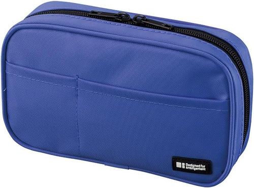 LIHIT LAB Large Capacity Zipper Pencil Case For School Office College, Big Capacity 4 Compartments Pencil Bag Holder Adults Teen Boys Girls, Travel Cosmetics Storage, Blue (A7551-108), 1 Count (Pack of 1)