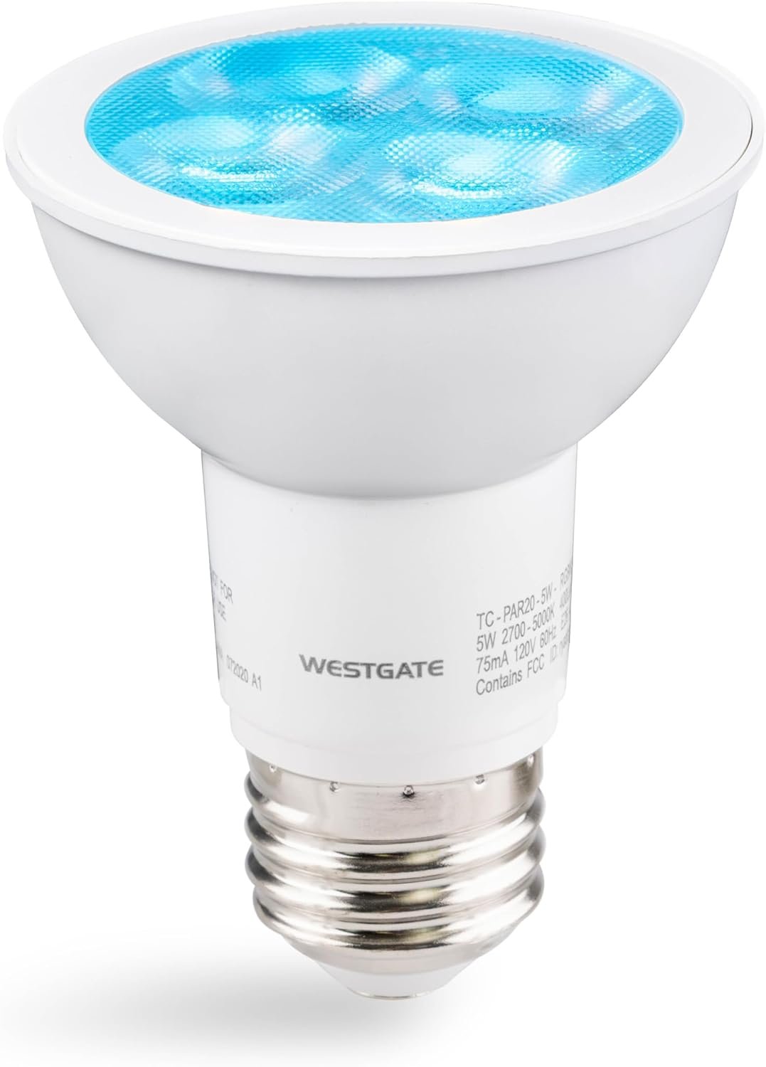Westgate TC-PAR20-5W-RGBW-WIFI, Smart Lamps, 5W, RGBW PAR20 LED Bulbs, E26 LED, Color Changing Bulb, RGB Lights, Track Lighting, Spot Lights Indoor, Dimmable Light Bulbs, 1 per Box