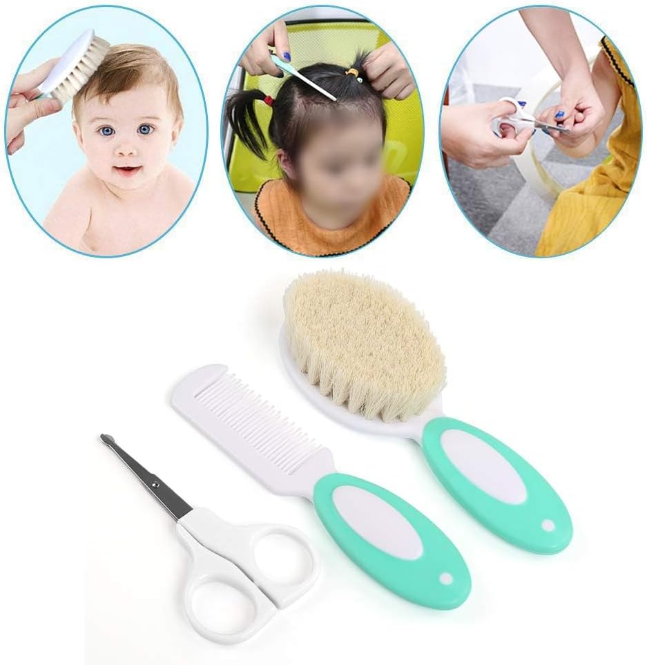 NEWSTYLE Baby Daily Care Kit,Infant Convenient Healthcare Grooming Set Nail Clipper Manicure Safety Scissors Nose Cleaner Hair Brush Comb Essential Daily Care Bathing Tool for Travelling & Home Use