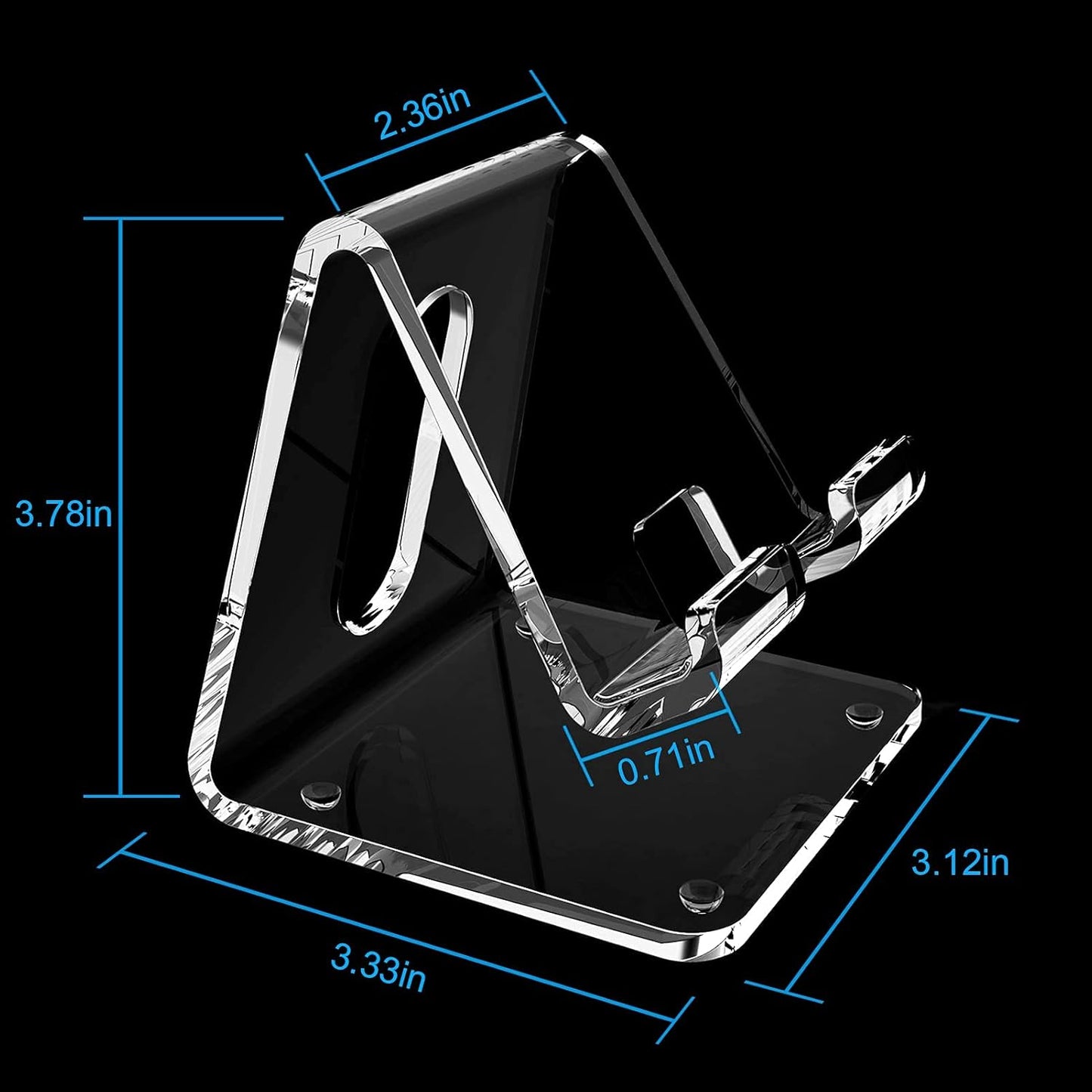Crpich Acrylic Cell Phone Stand, Portable Clear Phone Stand for Desk, Compatible with Phone16 15 14 13 Pro Max Mini 12 11 Plus SE, Switch, Android Smartphone, Pad, Tablet, Desk Accessories