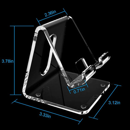 Crpich Acrylic Cell Phone Stand, Portable Clear Phone Stand for Desk, Compatible with Phone16 15 14 13 Pro Max Mini 12 11 Plus SE, Switch, Android Smartphone, Pad, Tablet, Desk Accessories