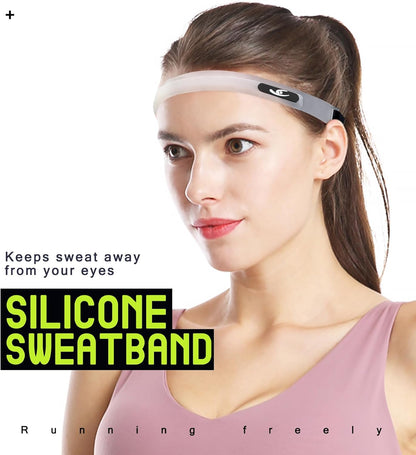 HiRui Sports Silicone Sweatband, Headband with Sweat-Guiding Channels Away from Eyes, Soft and Flexible, Universal Fit with Elastic Strap, Helmet-Compatible