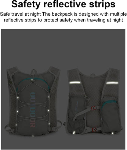 Hydration Pack, Hiking Water Vest, 8.66x14.96x1.97 Inches Multifunctional Lightweight Backpack, Leak Proof Hydration Gear for Travel, Cycling, Workout, Camping, Outdoor Fitness
