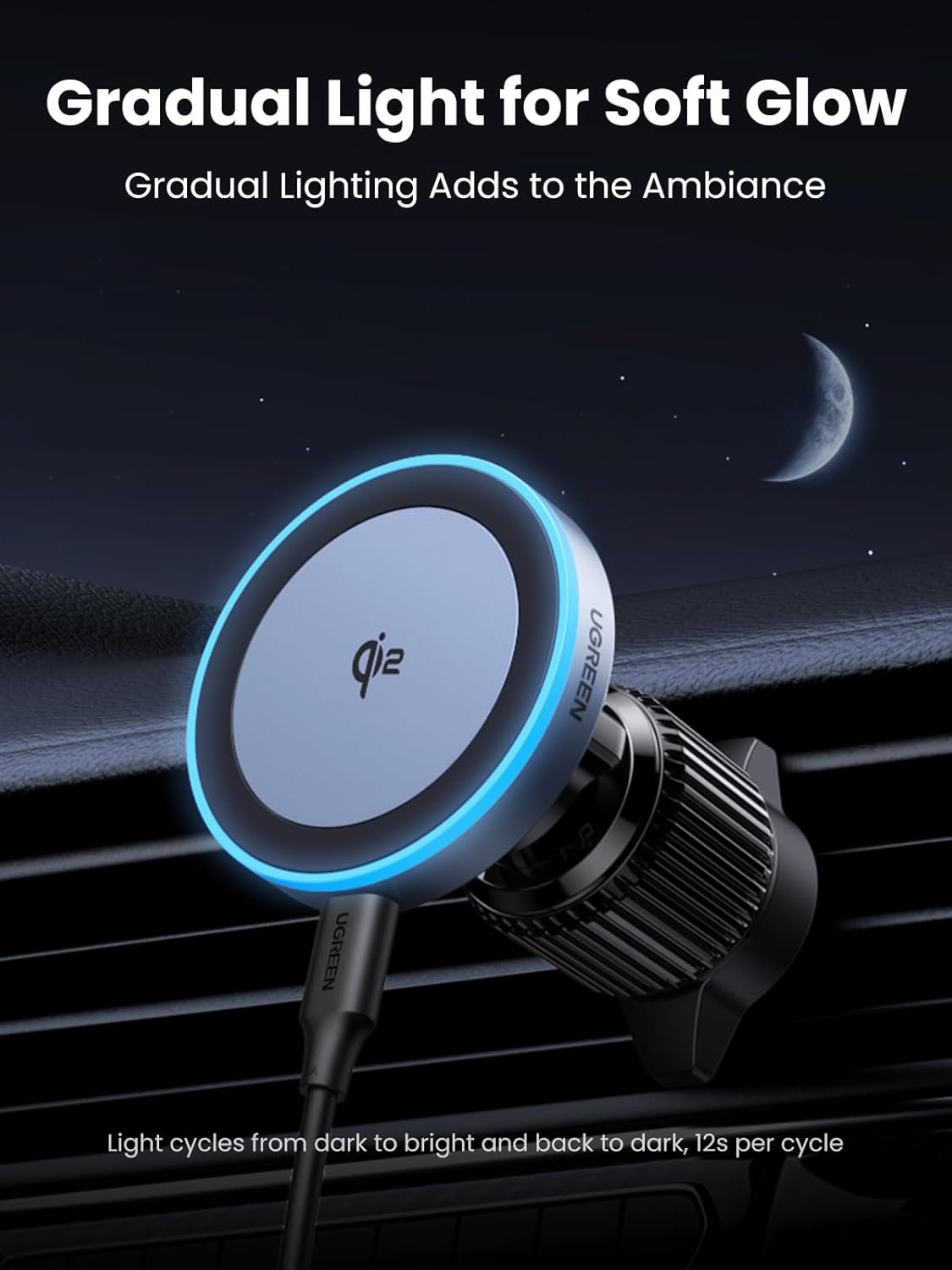 UGREEN for Qi2 15W MagSafe Car Charger, Fast Qi2-Certified Wireless Charging Mount, Magnetic Air Vent Holder, Compatible with iPhone 16/15/14/13/12 Series