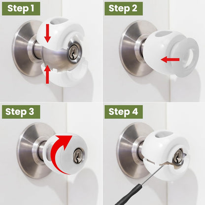 GCRQ Child Safety Door Knob Covers 4 Pack Reusable Baby Proof Door Knob Locks Baby Proof Door Handle Protector for Kids Universal Fit Easy Grip Lockable Design No Tools Needed