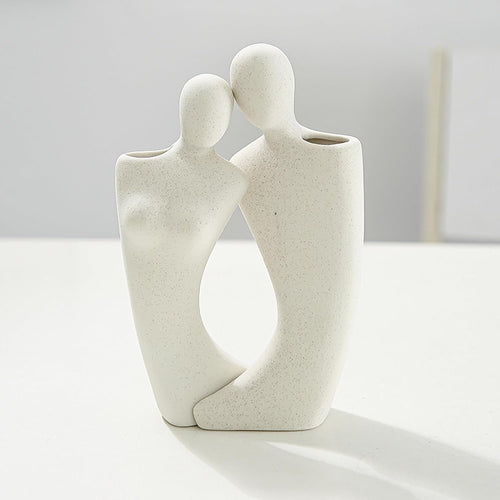 Couple Hugging Vase Sculpture Ceramic Ornaments, Home Decorations, Modern Body Vases for Grass Pampas Flower Tulip, Modern Indoor Decorative Vases, Home Decor