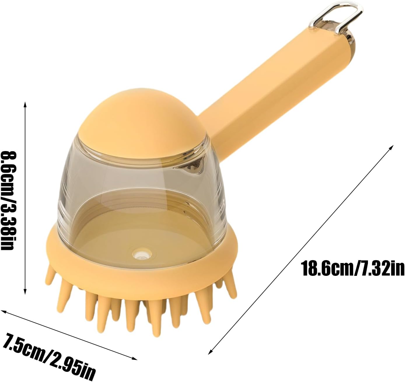 Dog Bath Brush, non Slip Dog Shampoo, 7,32 x 2,95 in Brush with Soap, Dispenser Ergonomico Pet, Cleaning Tool Bathing for Washing, Massaggio, Pet Grooming, Bath Time Essentials