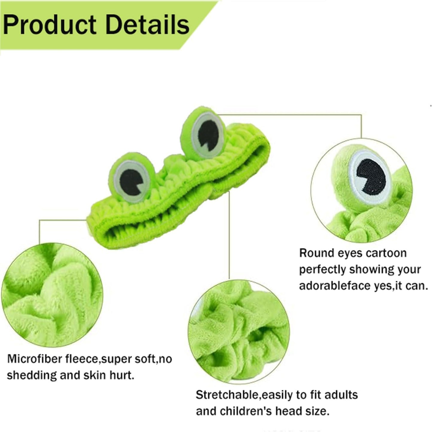 YQkangzhu 2pcs Frog Headband & Snail Skincare Headbands, 4pcs Spa Wristbands, Puffy Makeup Head Bands, Cartoon Face Wash Hair Band, Cute Animal Flannel Elastic Hair Accessories for Face Washing Shower
