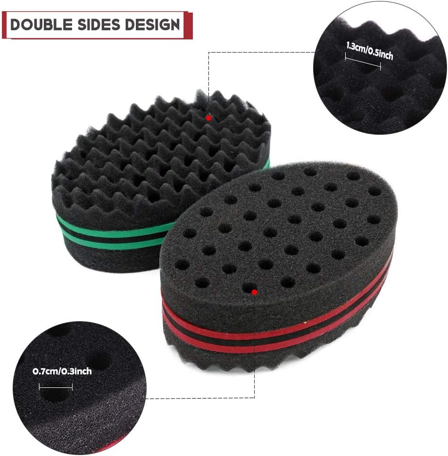 3Pcs Magic Hair Twist Sponge Brush, AUHOKY Premium Two-Sided Barber Curl Sponge with Small Holes, Men Women Children Hair Styling Care Tool for Afro Curling Coils Wave Hair Dreadlocks(3Colors)