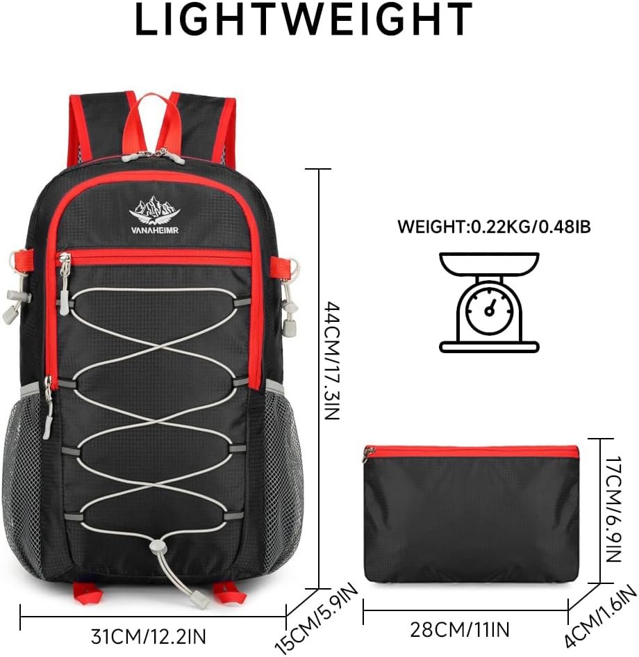 Jahomie Hiking Backpack 20L Lightweight Packable Daypack for Men Women Waterproof Outdoor Foldable Travel Daypack