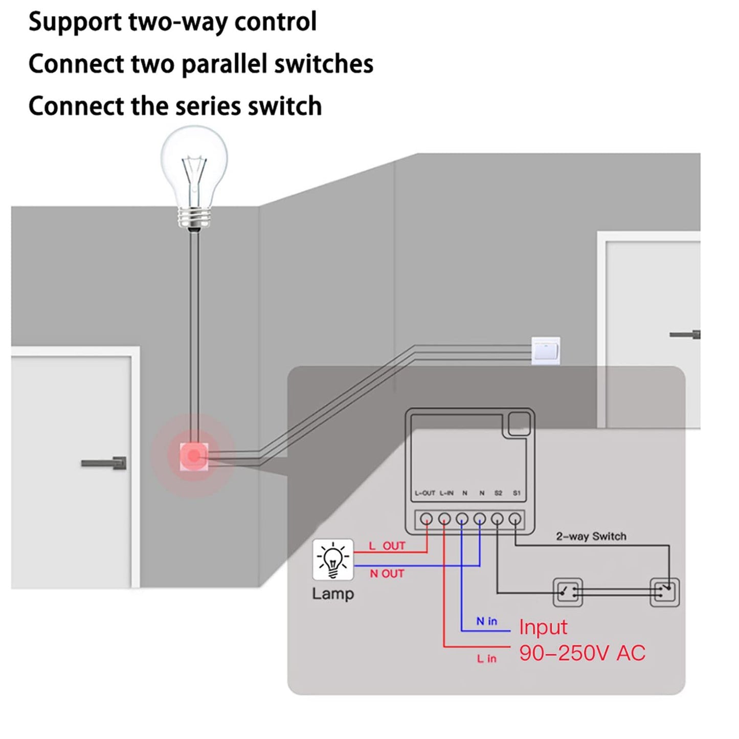 Zigbee WiFi Mini Smart Switch Relay Module 2 Way Dual-Mode Control 16A Switch for Smart Home Automation, Compatible with Alexa Google Home
