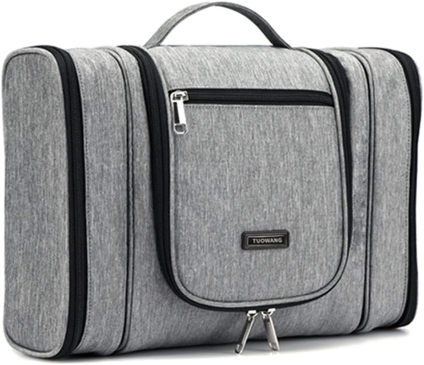 Hanging Travel Toiletry Bag For Women and Men,Cosmetic Makeup Hygiene Organizer Kit, Portable Storage Pack (Light Grey)
