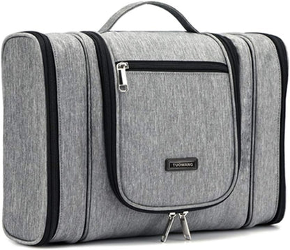 Hanging Travel Toiletry Bag For Women and Men,Cosmetic Makeup Hygiene Organizer Kit, Portable Storage Pack (Light Grey)