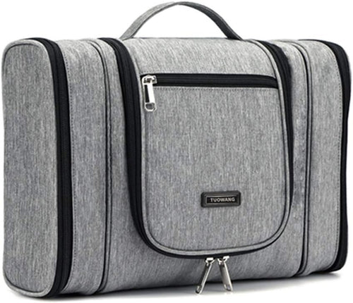 Hanging Travel Toiletry Bag For Women and Men,Cosmetic Makeup Hygiene Organizer Kit, Portable Storage Pack (Light Grey)