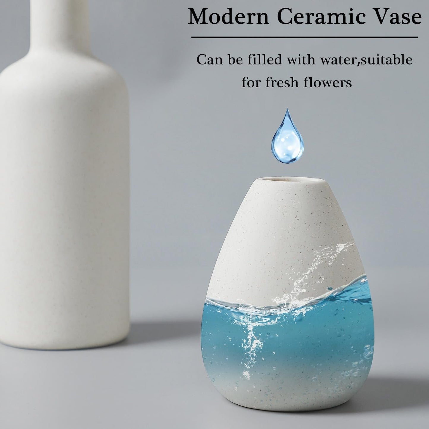 CEMABT White Ceramic Vase Set - 4 Small Vases for Flowers, Unique Flower Vases for Centerpieces, Decorative Modern Vases for Home Decor Table Entryway Bookshelf (White)