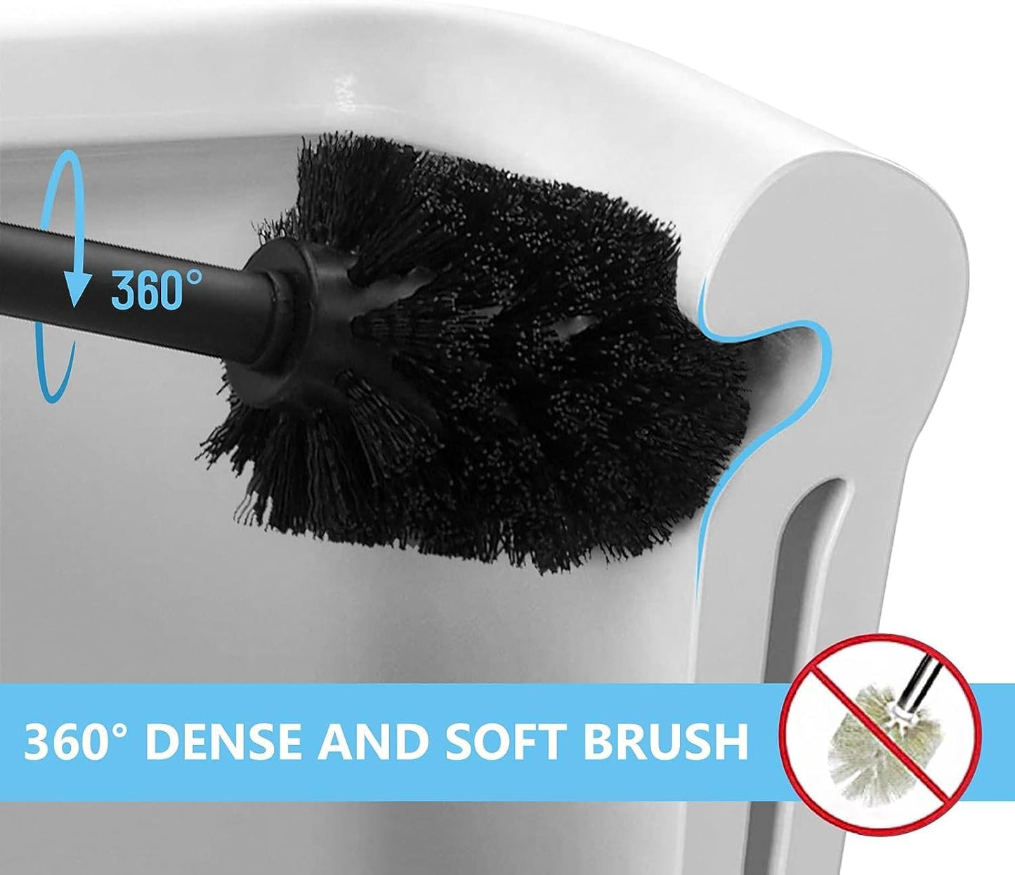 Deep & Sturdy Toilet Bowl Brush with Holder - Durable Scrubbing - Toilet Cleaners - Household Essentials - Silicone Brush - Bathroom Cleaner - Cleaning Supplies - Household Supplies, White