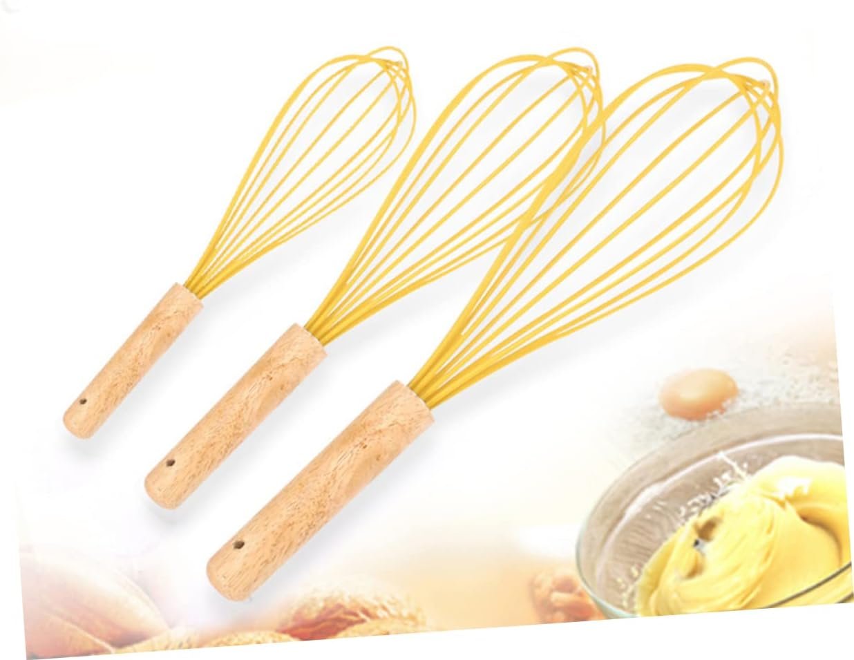 PHENOFICE 2 Pcs Baking Tools Wire Egg Mixer Automatic Wiper Blenders Dash Egg Cooker Whisk Mixer Sieve Yolk Tool for Egg Kneading Bamboo