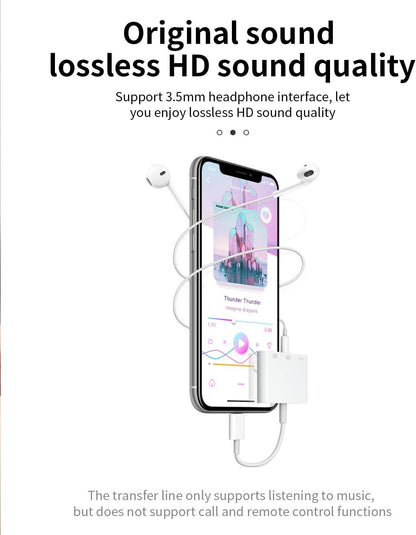 Apple Certified for iPhone Headphone Adapter 3.5mm AUX Audio Jack and Charger Extender Dongle Earphone Headset Converter Lightning Male to USB Female OTG Cable Camera Memory Connector Kit Splitter