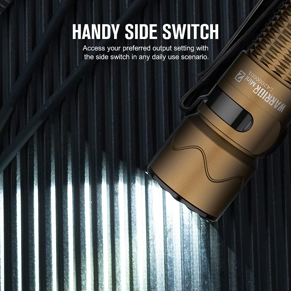 OLIGHT Warrior Mini2 Rechargeable Tactical Flashlight 1750 Lumens, Magnetic LED Flashlights with Dual Switch and Proximity Sensor for EDC, Camping, Outdoor, Emergency (Desert Tan)