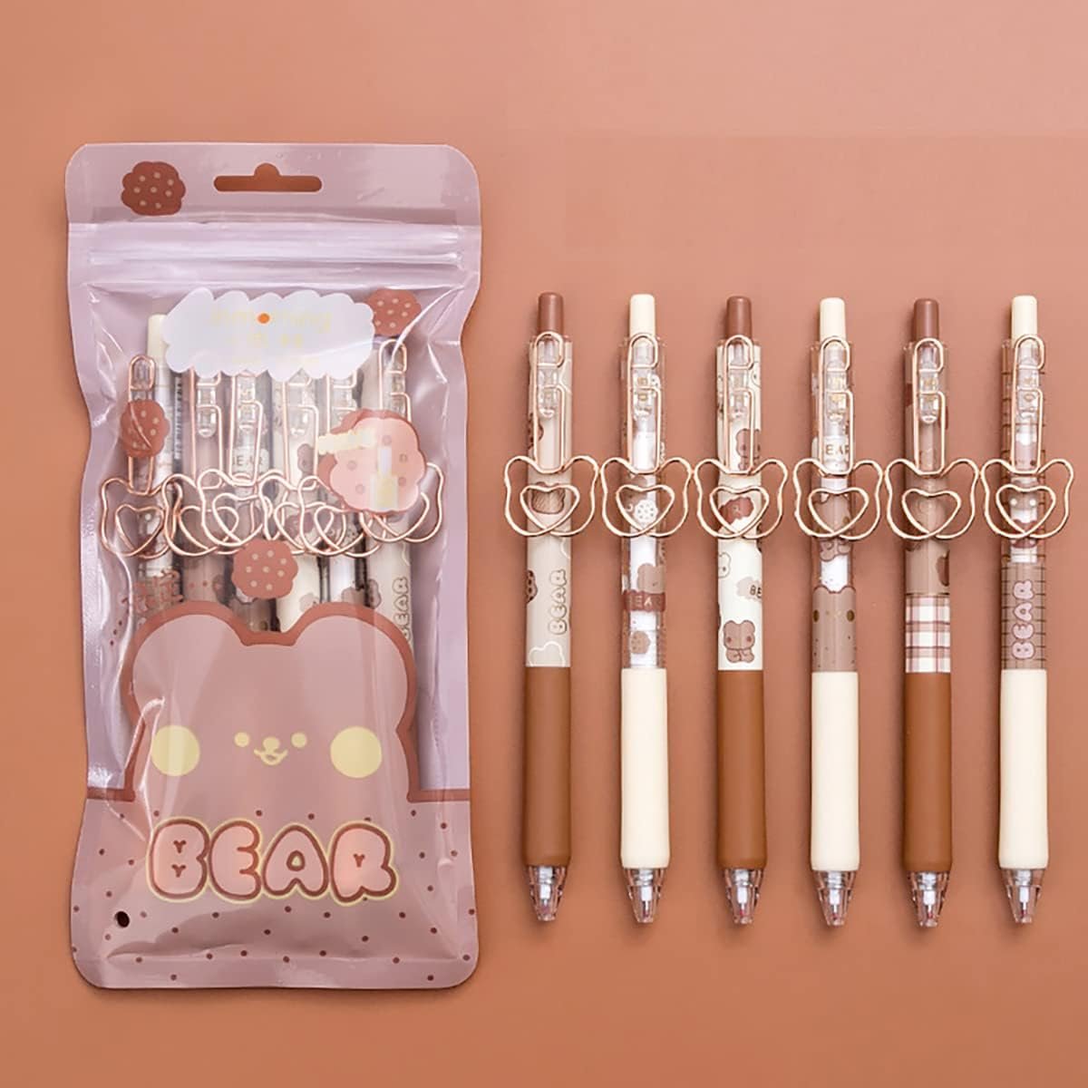 MEOKIM Kawaii gel pen cute bear pen ins Japanese student signature pen gel pen Kawaii stationery cute(Caramel Pudding Bear)