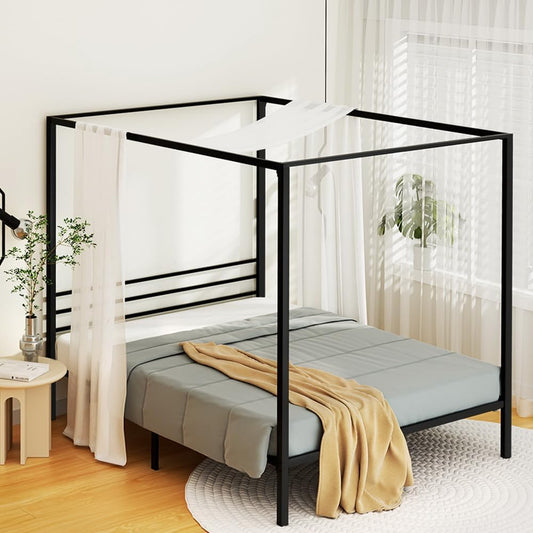 Artiss Double Metal Bed Frame with Headboard(Base Only), Metal Platform Bed with Easy Assembly, 300kg Capacity Heavy-Duty Metal Slats with Under Bed Storage for Master Bedroom/Guest Room, Black