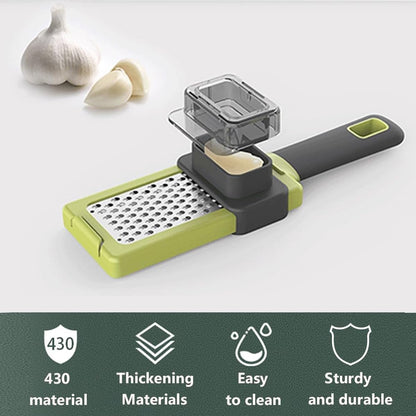AIMALL 2-Piece Multifunctional Manual Garlic Grinder, Durable Kitchen Gadget for Garlic, Vegetables, Easy-Clean 8-Inch Stainless Steel Tool