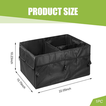 Sinytuto 1 PC Car Trunk Storage Bag, Large Capacity Waterproof Foldable Storage Box, Multi-Compartment Fixed Luggage Storage Bag, Car Storage Accessories, Universal for Most Cars (Black)
