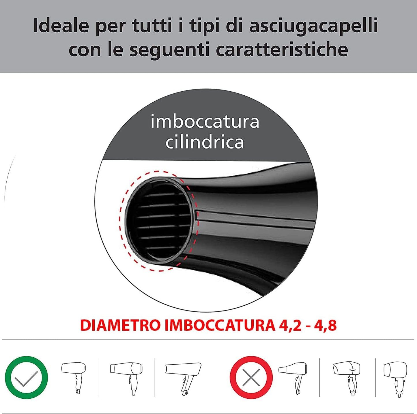 Silicone Diffuser for Phone Hair Dryer with Neck 4.3 – 4.8 cm Retractable Hair Dryer | Dimensions in Description for Compatibility with Your Phone | Colour Selectable (Black)