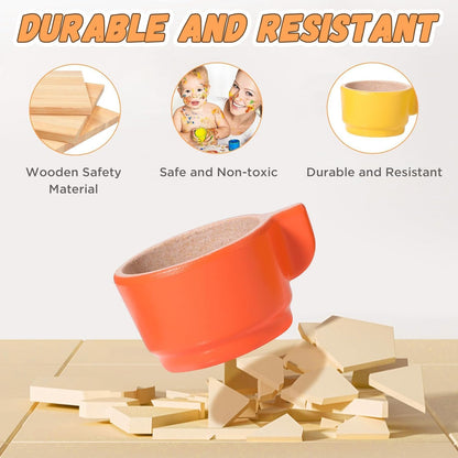 XICEN Wooden Dish Set for Kids, Play Dishes for Kids Kitchen, Wood Plates Set for Toddler, Montessori Wooden Kitchen Toys Accessories