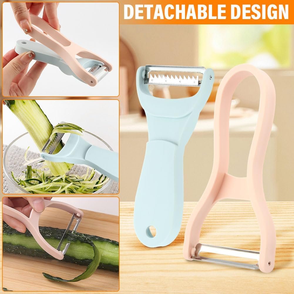 Kitchen Mandoline Slicer Set With Peeler Chopper for Fruit Vegetable Potato, Thickness-Adjustable Kitchen Tool for Fast Meal Prep(Grey+White)