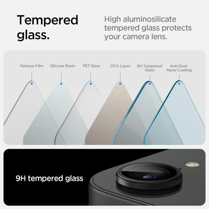 Spigen Camera Lens Screen Protector [GlasTR Optik Pro] designed for iPhone 16e - Black [2 Pack]