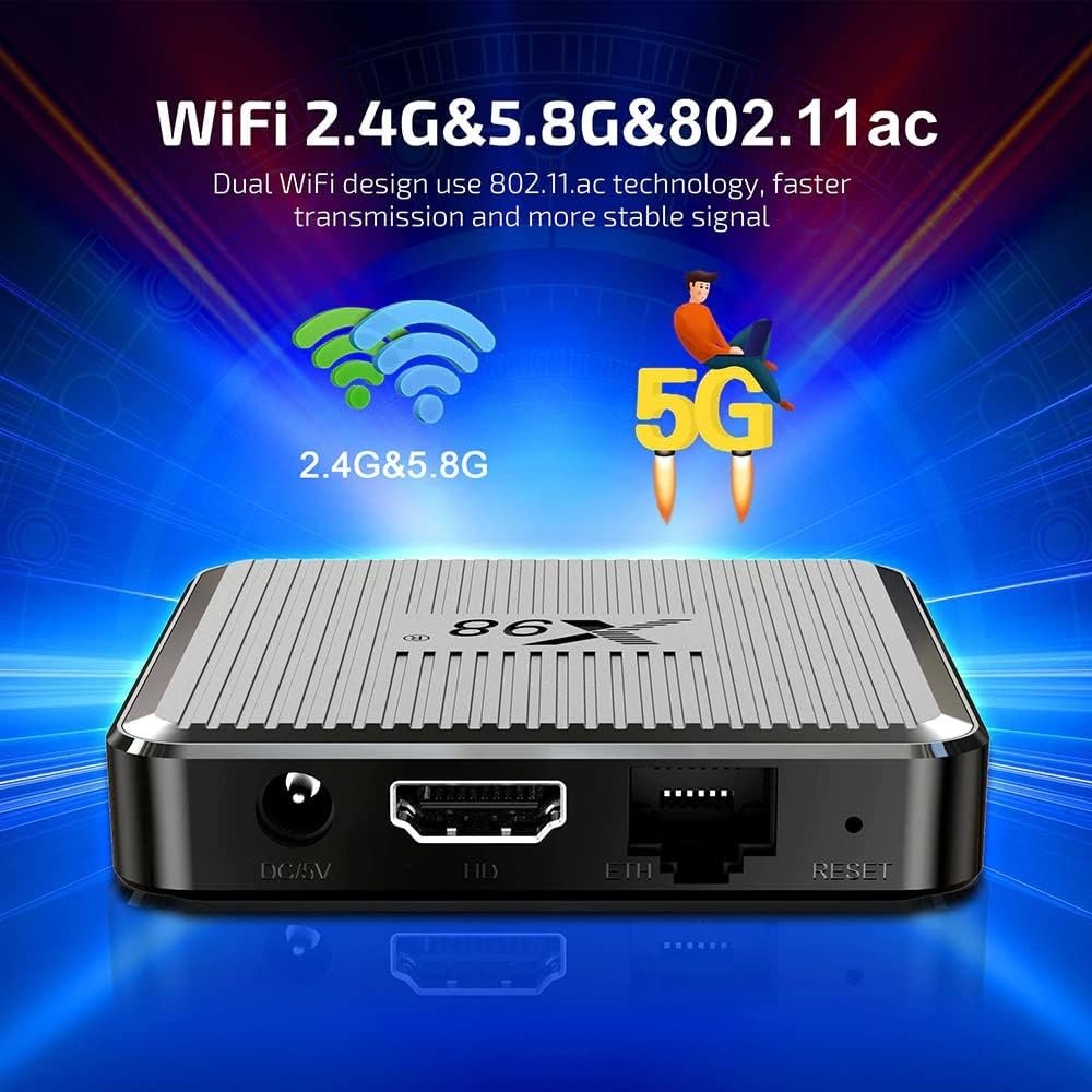 Android 11.0 TV Box,X98Q Amlogic S905W2 Quad Core X96Q Upgraded RAM 2GB ROM 16GB Dual WiFi 2.4G/5.8G 4K 6K AV1 Home Smart Media Player Android TV Box Set top Box