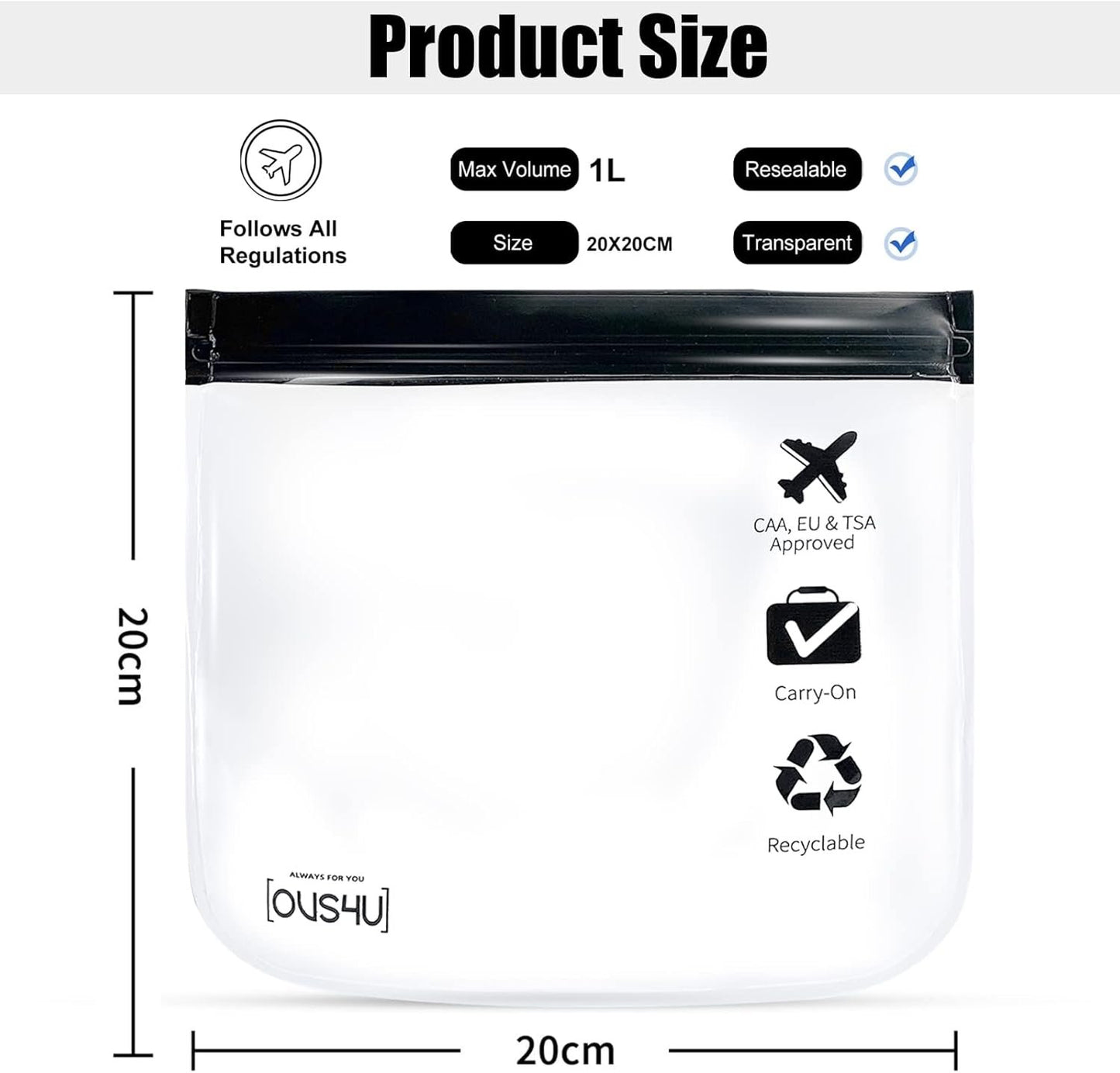 Clear TSA Approved Toiletry Bag, Quart Size Carry-On Clear Liquids Bag Airport Security Approved 3-1-1 Compliant Transparent Bag for Toiletries Cosmetics Travel (2pcs)