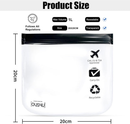 Clear TSA Approved Toiletry Bag, Quart Size Carry-On Clear Liquids Bag Airport Security Approved 3-1-1 Compliant Transparent Bag for Toiletries Cosmetics Travel (2pcs)