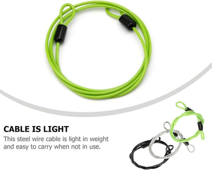 JZUNHN 2m 2.5mm Outdoor Travel Security Cable Lock,Braided Steel Coated Safety Cable Luggage Lock,Safety Cable Wire Rope Double Loop Lightweight (3Pack Black, Green,Silver)