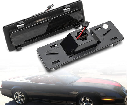 NSLUMO LED Front Side Marker Lights Replacement for 82-92 Chevy Camaro Euro Smoked Lens Amber Led Bumper Side Signal Parking Marker Light Assembly Replace OEM Sidemarker Lamps