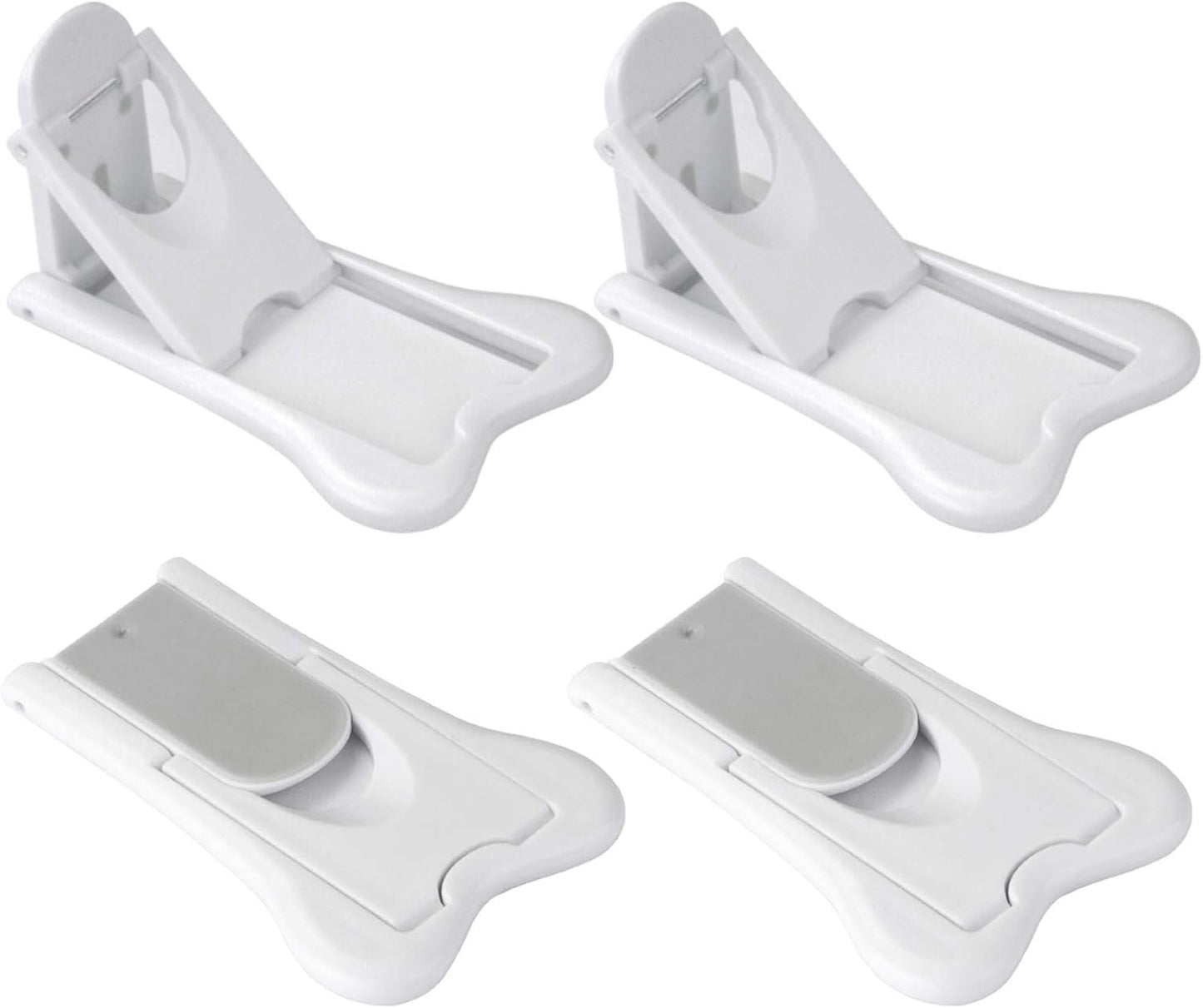 Sliding Door Lock for Child Safety - Baby Proofing Closets and Windows Locks 4 Pack - Strong Yet Easy Clean 3M Adhesive - Keyless, No Screws or Tools Required (White)